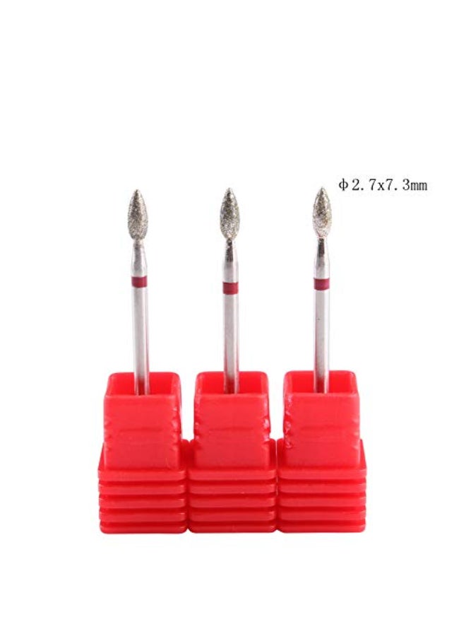 MZCMSL 3pcs Flame Shape Diamond Cuticle Clean Bits 332 Shank Dry Manicure Drill Bits - Image 4