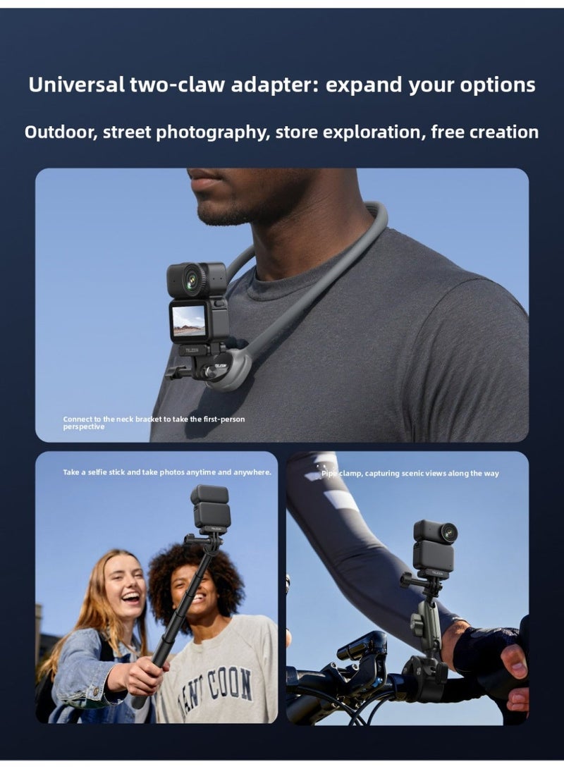 TELESIN Quick Release Base Mount for DJI Osmo Nano – Lightweight 13g Aluminum Alloy Quick Attach Mount with Anti-Slip Silicone Pad, Fast Installation, Universal Dual-Claw Adapter for Vlog & Outdoor Shooting - Image 5