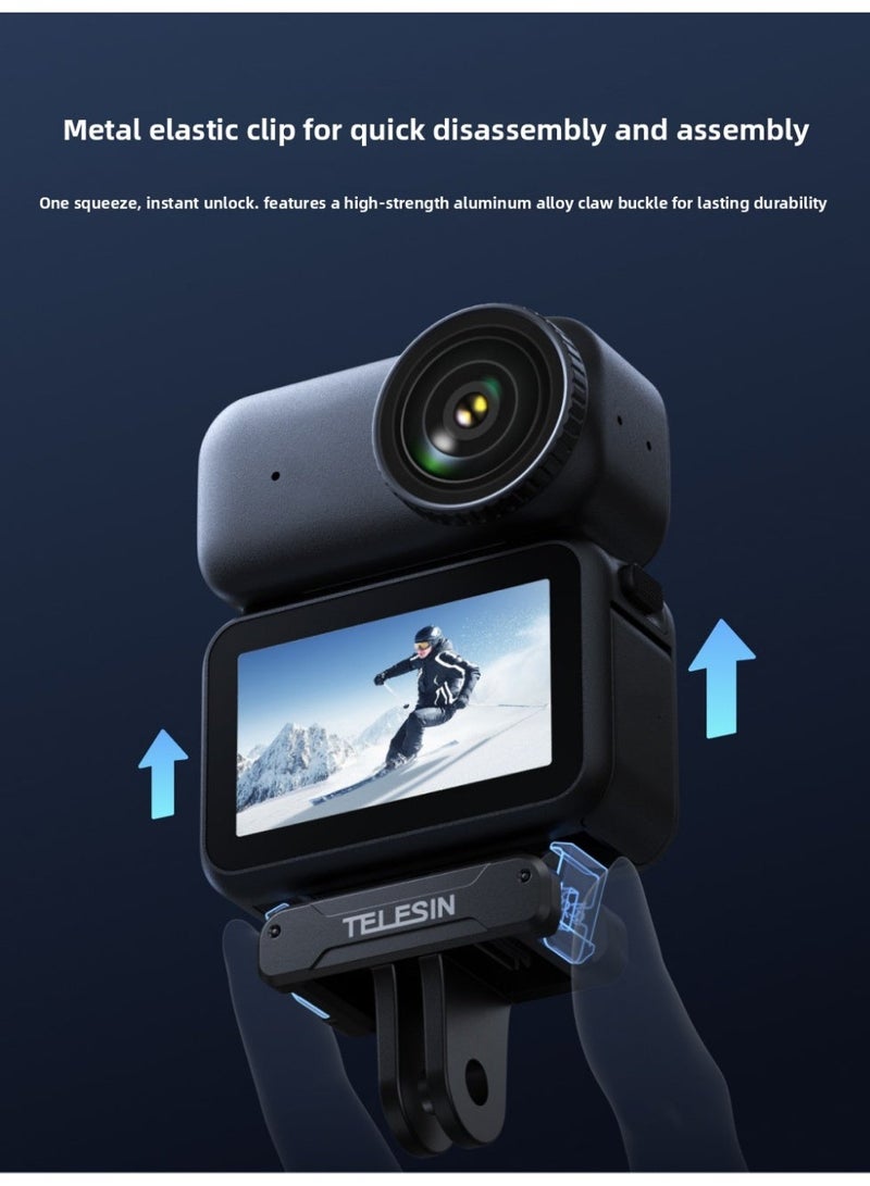 TELESIN Quick Release Base Mount for DJI Osmo Nano – Lightweight 13g Aluminum Alloy Quick Attach Mount with Anti-Slip Silicone Pad, Fast Installation, Universal Dual-Claw Adapter for Vlog & Outdoor Shooting - Image 2