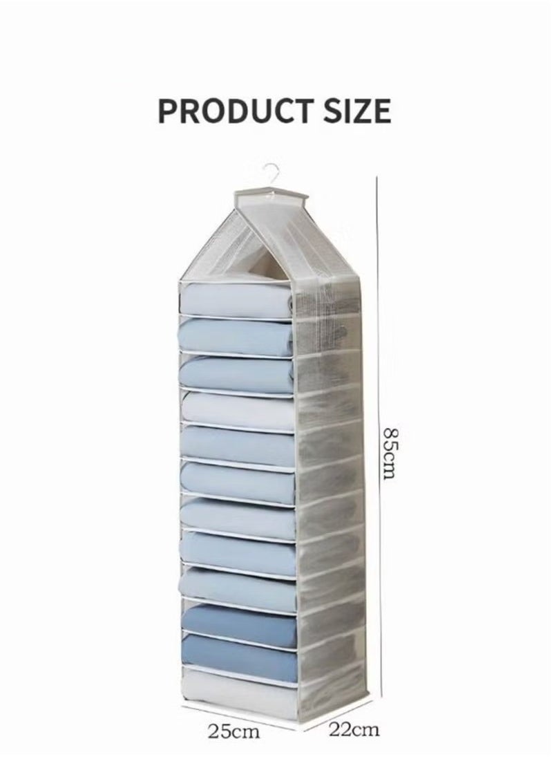 MIXDE - Hanging Closet Organizers and Storage,12-Shelf Closet Hanging Storage Shelves,Clothes Organizer,Trouser Hanger Pants - Image 1
