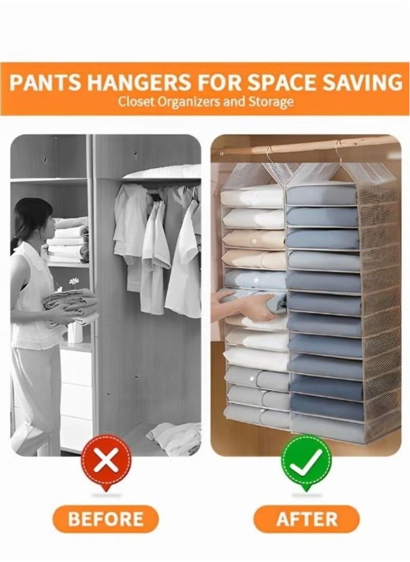 MIXDE - Hanging Closet Organizers and Storage,12-Shelf Closet Hanging Storage Shelves,Clothes Organizer,Trouser Hanger Pants - Image 1
