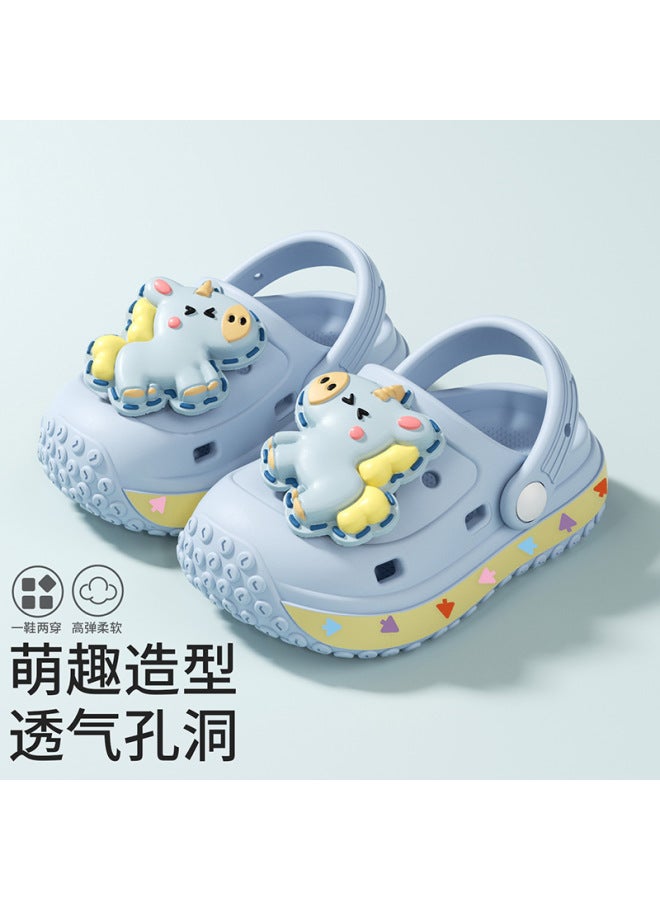 Cartoon Pony Children's Summer Sandals  Boys And Girls Outdoor Non-slip Beach Clogs With Closed-toe Design