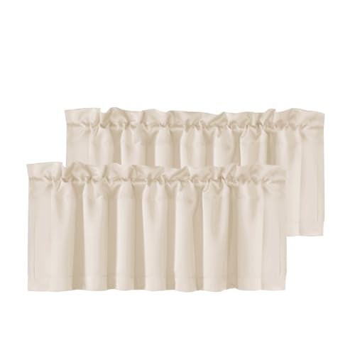 H.VERSAILTEX HVERSAILTEX 2 Panels Blackout Valances for Small Windows Thermal Insulated Short Curtains Privacy Decorative Rod Pocket Shade for KitchenLiving RoomCafeBathroomLaundry52 W x 18 LNatural - Image 1
