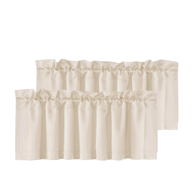 H.VERSAILTEX HVERSAILTEX 2 Panels Blackout Valances for Small Windows Thermal Insulated Short Curtains Privacy Decorative Rod Pocket Shade for KitchenLiving RoomCafeBathroomLaundry52 W x 18 LNatural - Image 2