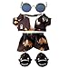 Beofinest Vacation Style Clothes Set for 17cm Doll 5 PCS Set Glasses Shoes Shirt Tank Top Pants Black - Image 3