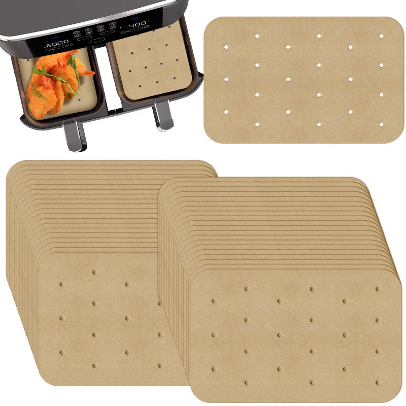 Air Fryer Parchment Paper Liners 200 Sheets  Disposable Liners Compatible With Ninja Foodi Rectangle Perforated Baking Paper for 8 Quart 6in1 Dual Basket Accessories
