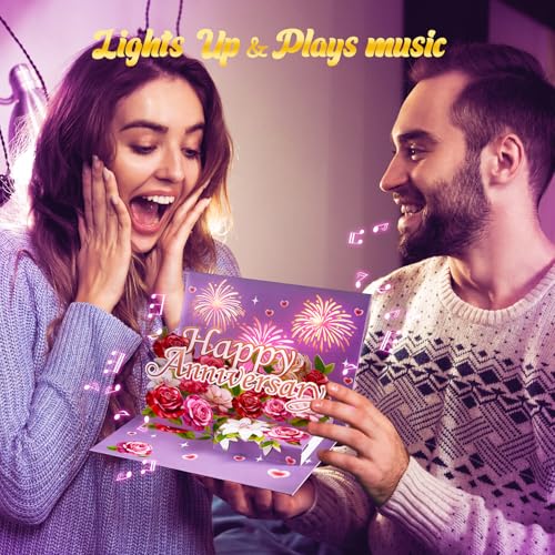 Airpark Anniversary Card with Music & Lights, 3D Pop Up Happy Anniversary Cards for Him Her Husband Wife Men Women, Ideal Gift for Wedding Anniversary, Couples and Valentine’s Day - Image 2