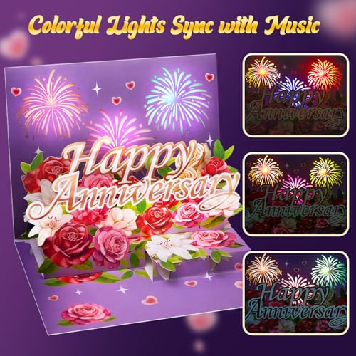 Airpark Anniversary Card with Music & Lights, 3D Pop Up Happy Anniversary Cards for Him Her Husband Wife Men Women, Ideal Gift for Wedding Anniversary, Couples and Valentine’s Day - Image 3