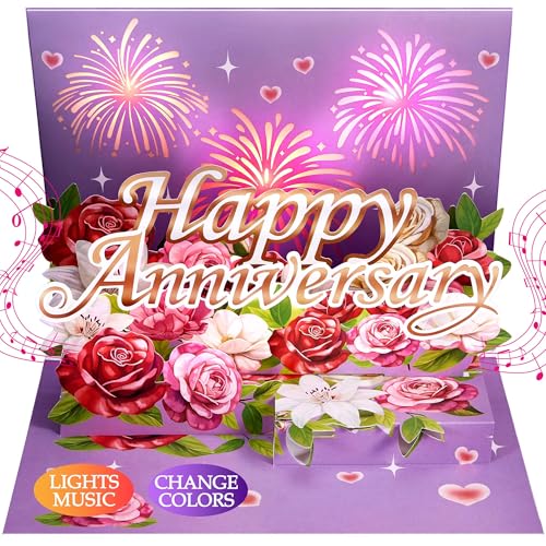 Airpark Anniversary Card with Music & Lights, 3D Pop Up Happy Anniversary Cards for Him Her Husband Wife Men Women, Ideal Gift for Wedding Anniversary, Couples and Valentine’s Day - Image 1