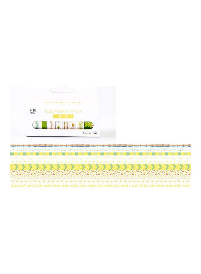NIBEMINENT 10-Piece Freash Washi Japanese Paper Tape Rolls Set Yellow - Image 1