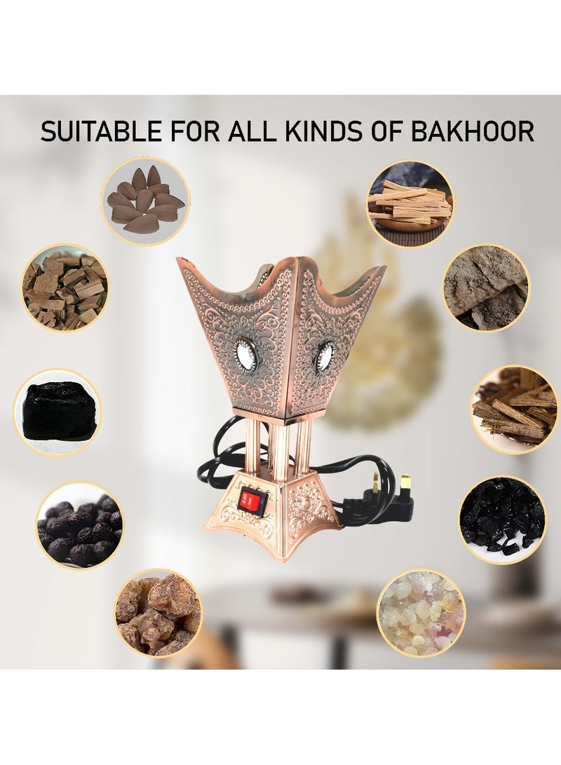 جواس مبخرة عود كهربائية أنيقة - مبخرة سداسية الشكل مع لمسات من الكريستال - مدخن أنيق للمنزل والمكتب والاحتفالات - ألوان متنوعة مع مفتاح أمان - Image 3