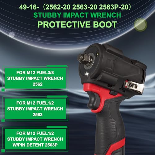 FKBAightccy 49-16-2563 Stubby Impact Driver Protective Boot for Milwaukee for M12 1/2 and 3/8 Impact Driver Protective Boot for 2562-20 2563-20 2563P-20 Wrench Black Accessories - Image 2