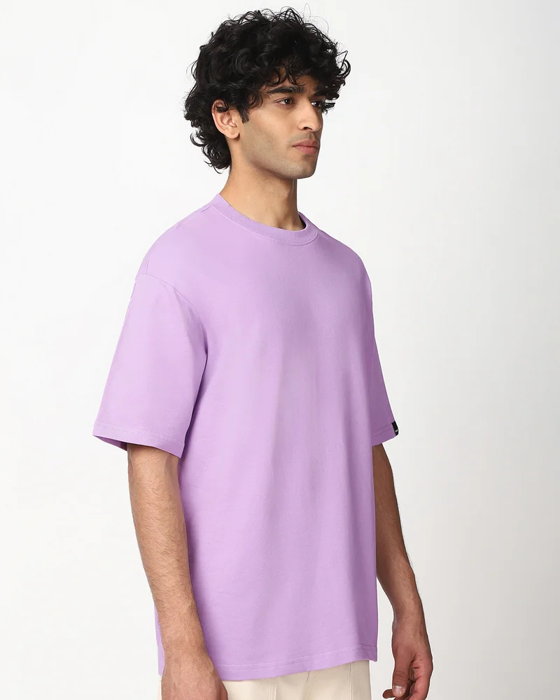 bewakoof Heavy Duty 1.0 Men's Purple Oversized T-shirt