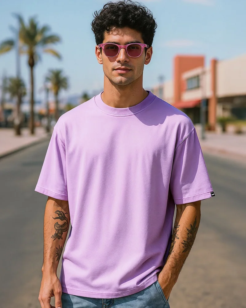 بيواكوف تيشيرت رجالي بنفسجي واسع