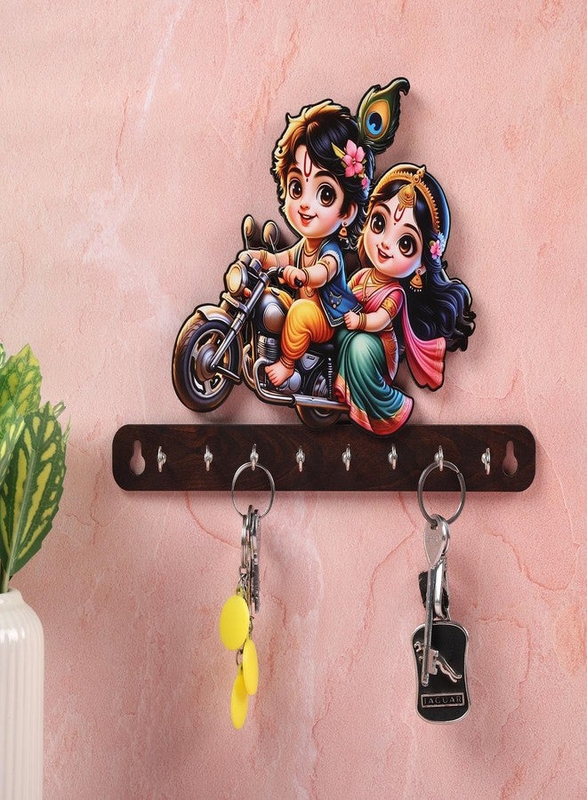 MustHome Premium Home Keys Wooden Key Holder Key Holder for Home | Key Hanger | Key Chain Holders for Wall Stylish Key Stand Stylish Cute Lord Krishna's Wooden Key Holder - Image 1