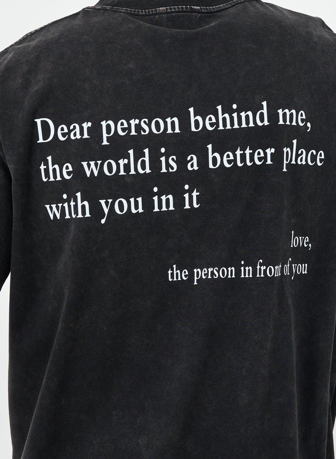 Styli Acid Washed Slogan Back Print Oversized T-Shirt - Image 4