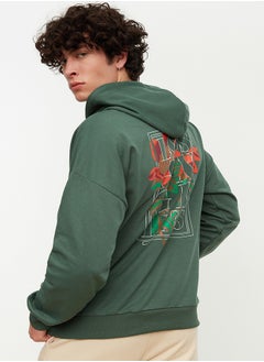 trendyol Green Oversize/Wide Cut Hooded Sweatshirt TMNAW22SW0155  - Image 4