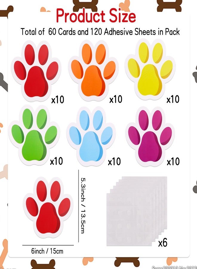 Vuzvuv 60 Pcs 6 Inch Large Colorful Paw Prints Paper Cutouts for for Students Educational School Classroom Bulletin Board Decorations for Dog Cat Paw Theme Party Supplies and Craft Wall Decor - Image 2