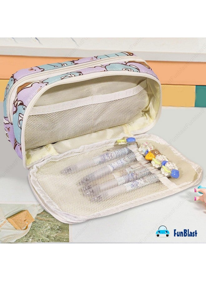 FunBlast Pencil Pouch for Girls - Kawaii Pencil Pouch, Aesthetic Pencil Case Organizer, Large Capacity Stationary Organizer Case, Multipurpose Zipper Pouch for Kids & Adults (B) - Image 4