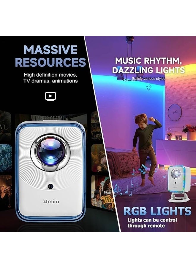 Umiio U20 Portable HDMI Video Projector with 200 ANSI Brightness, 4K Support, Dual-Band WiFi 2.4/5G, Android OS, Auto Keystone Correction, Built-In Hi-Fi Speaker, Compact Home Theater & Outdoor Cinema Projector - Image 4