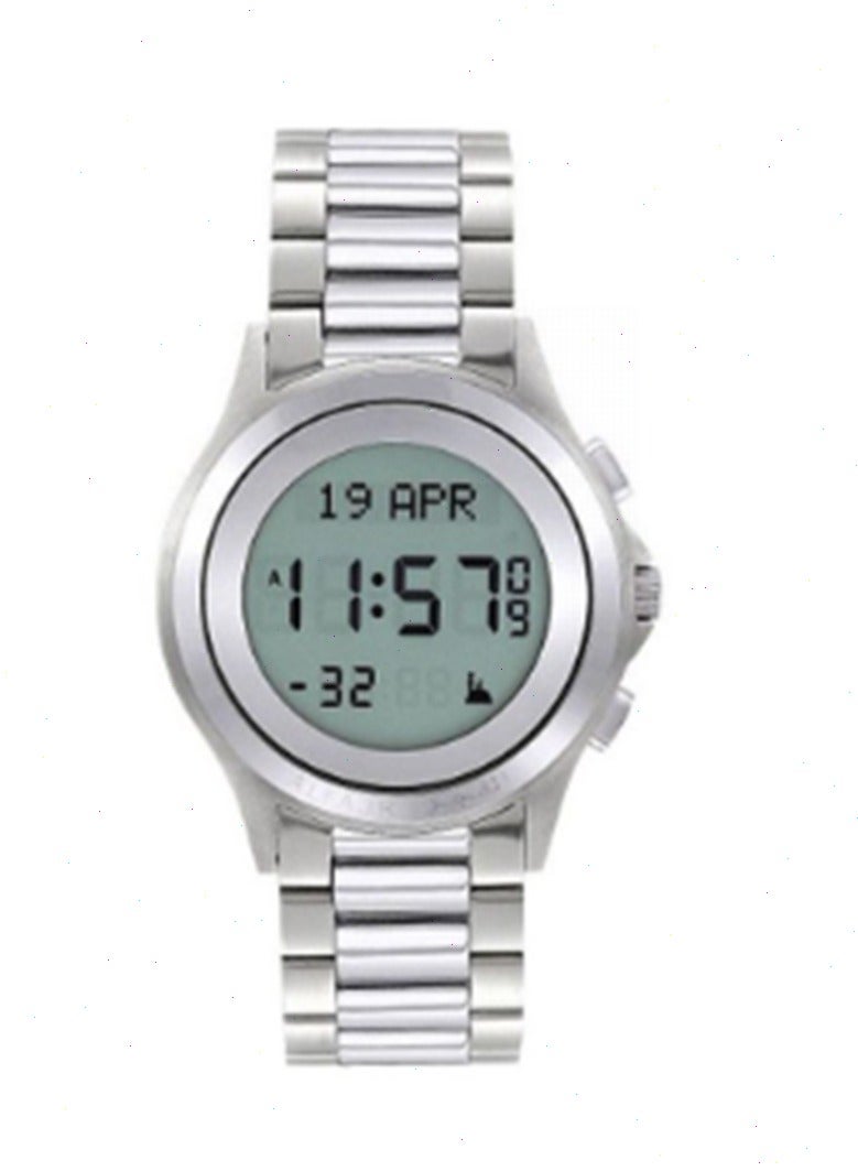 الفجر ساعة رقمية مقاومة للماء للرجال WR02 - 35 مم - فضية