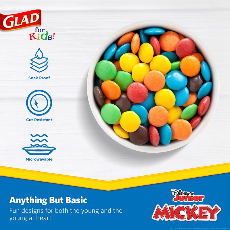 Glad for Kids Disney Mickey & Friends Disposable Paper Snack Bowls, Lids Not Included - Heavy Duty, Microwavable, Disposable Snack Cups with Lid for Soup or Ice Cream, 6 Ounce, 32 Count - Image 3