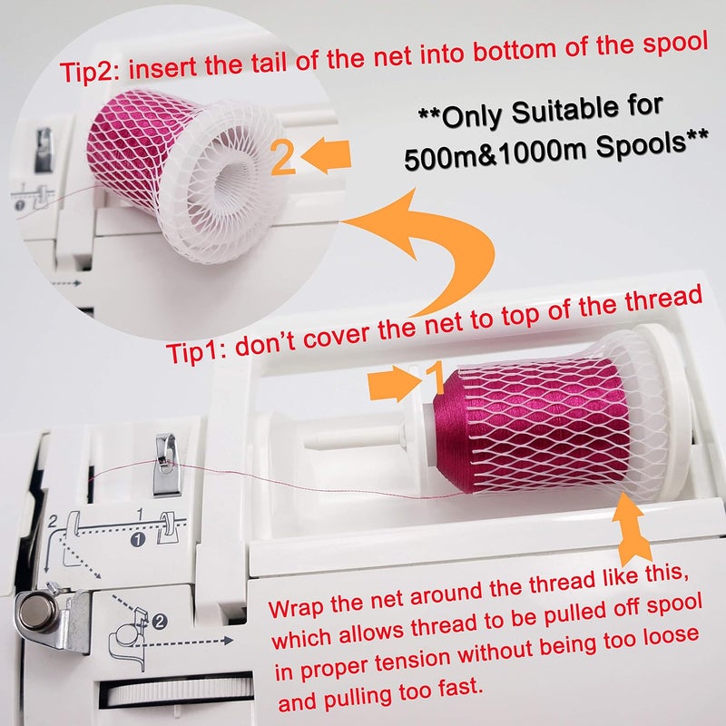 New brothread 50pcs Thread Net Spool Saver for Different Sizes of Embroidery Sewing Quilting and Serger Thread Spools/Cones - 9.8" (25cm) Long Each Piece - Image 3
