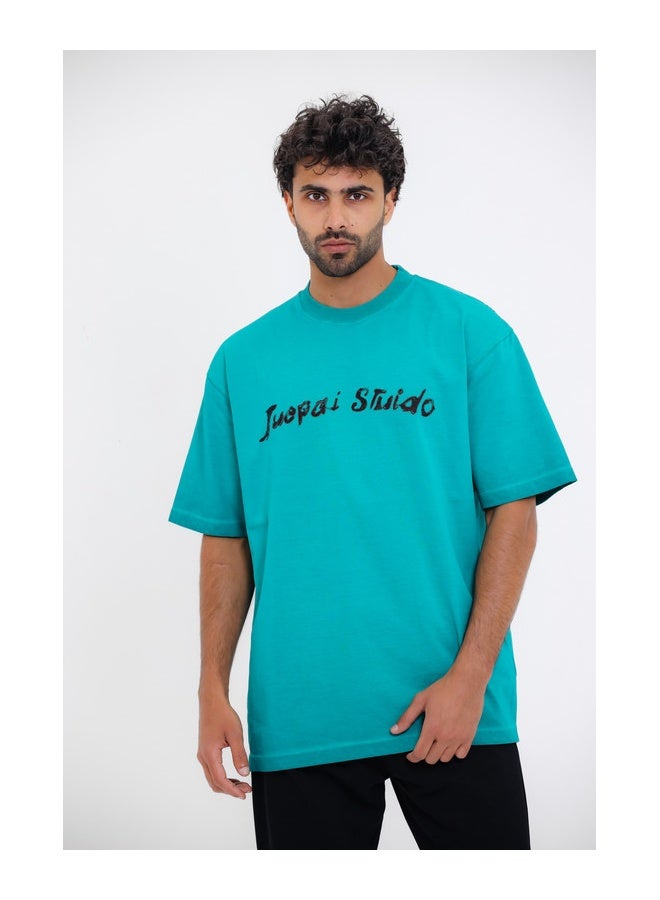 WHITE RABBIT Chest Printed Cotton T-Shirt - Green - Image 1