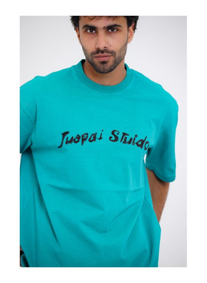 WHITE RABBIT Chest Printed Cotton T-Shirt - Green - Image 4