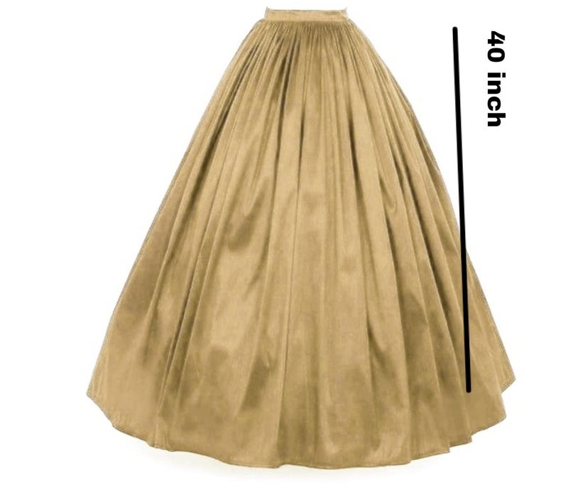 JANAK Girls Full Length Long Flared Silk Skirt (Golden) - Image 2