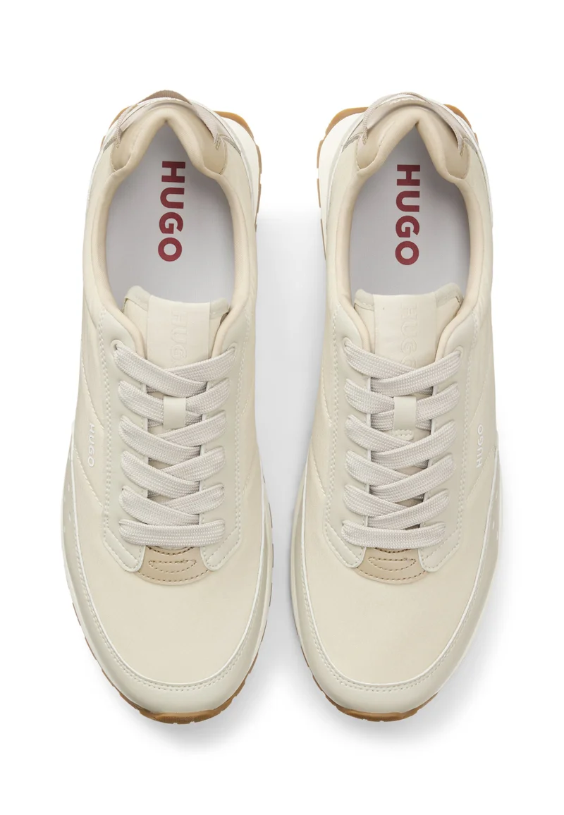 HUGO beige Running-inspired sneakers with zigzag detailing for Men | Best Price UAE