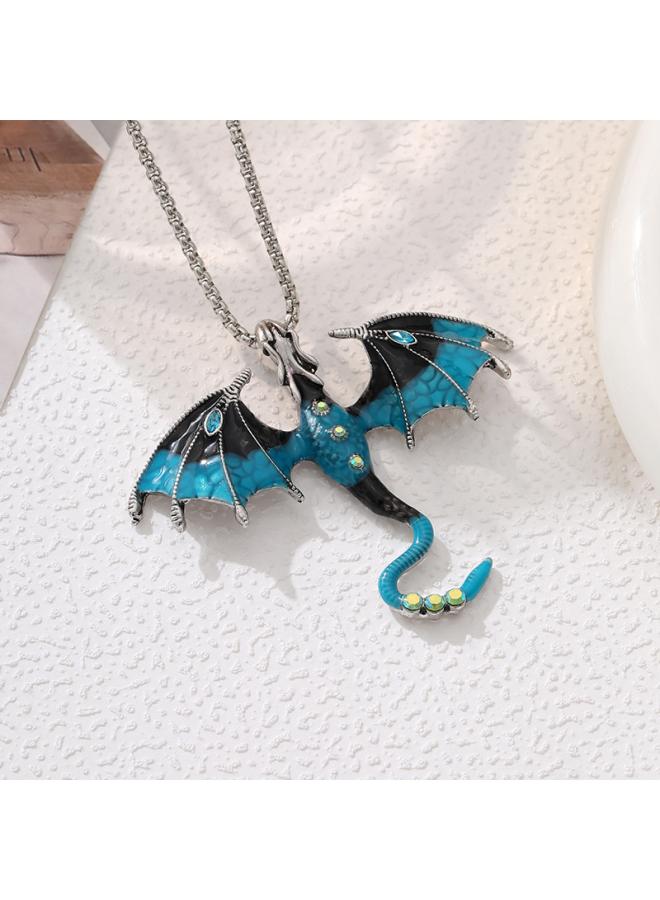 Yunjin Retro Oil Dropping Cartoon Dragon Style Pendant European And American Fashion Diamond-encrusted Animal Couple Necklace 