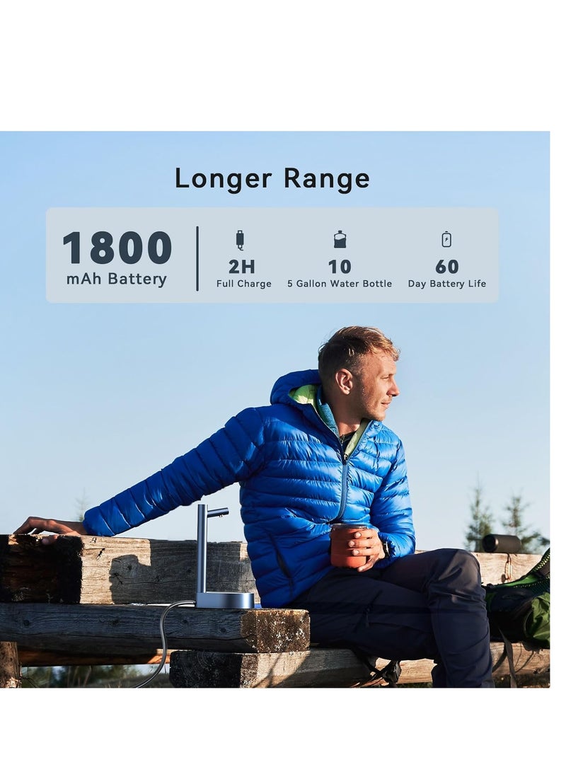 موزع مياه مع حامل رمادي داكن لـ 5 جالونات وزجاجات عالمية، موزع مياه شرب تلقائي - Image 2