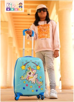 MNUK Unicorn Character Character Hard-Sided Polycarbonate Kids Trolley Bag-16 Inches-Blue  - Image 2