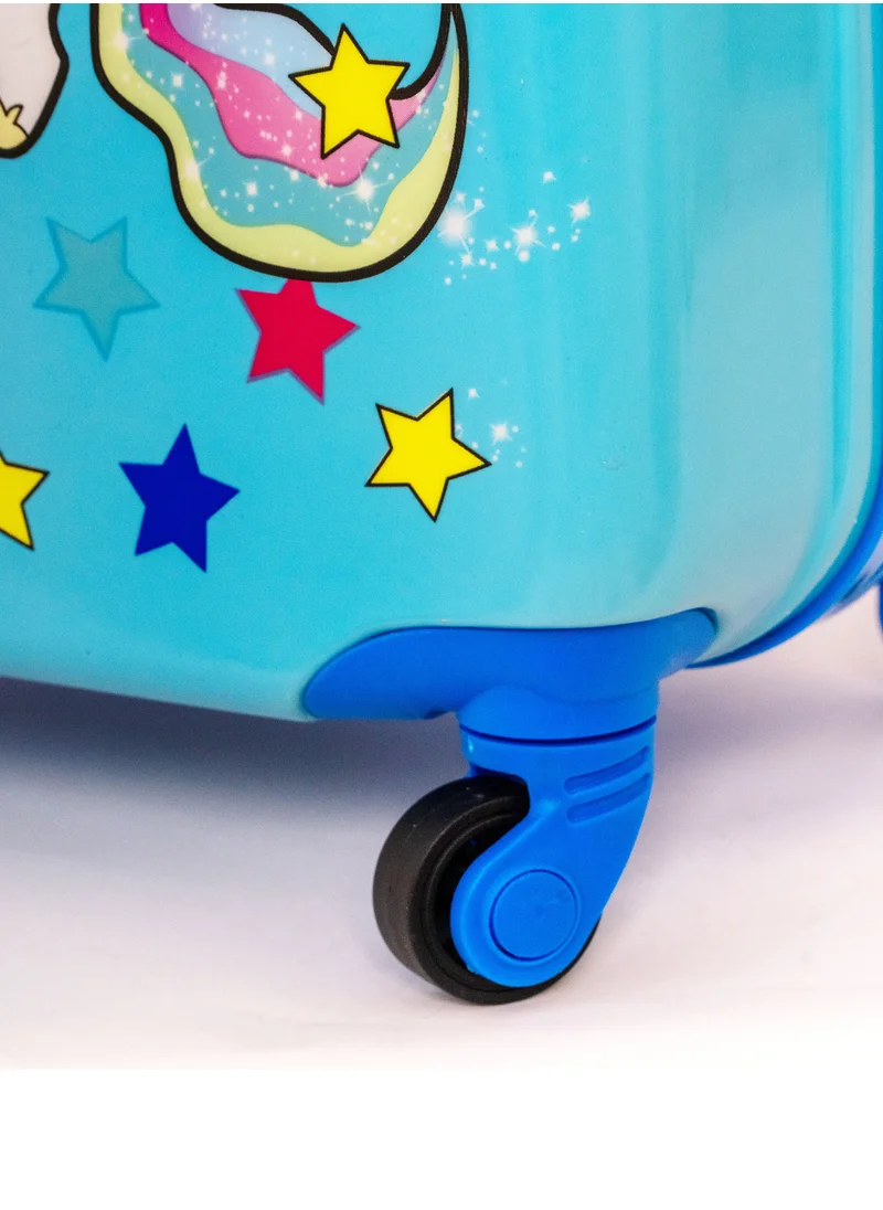 MNUK Unicorn Character Character Hard-Sided Polycarbonate Kids Trolley Bag-16 Inches-Blue