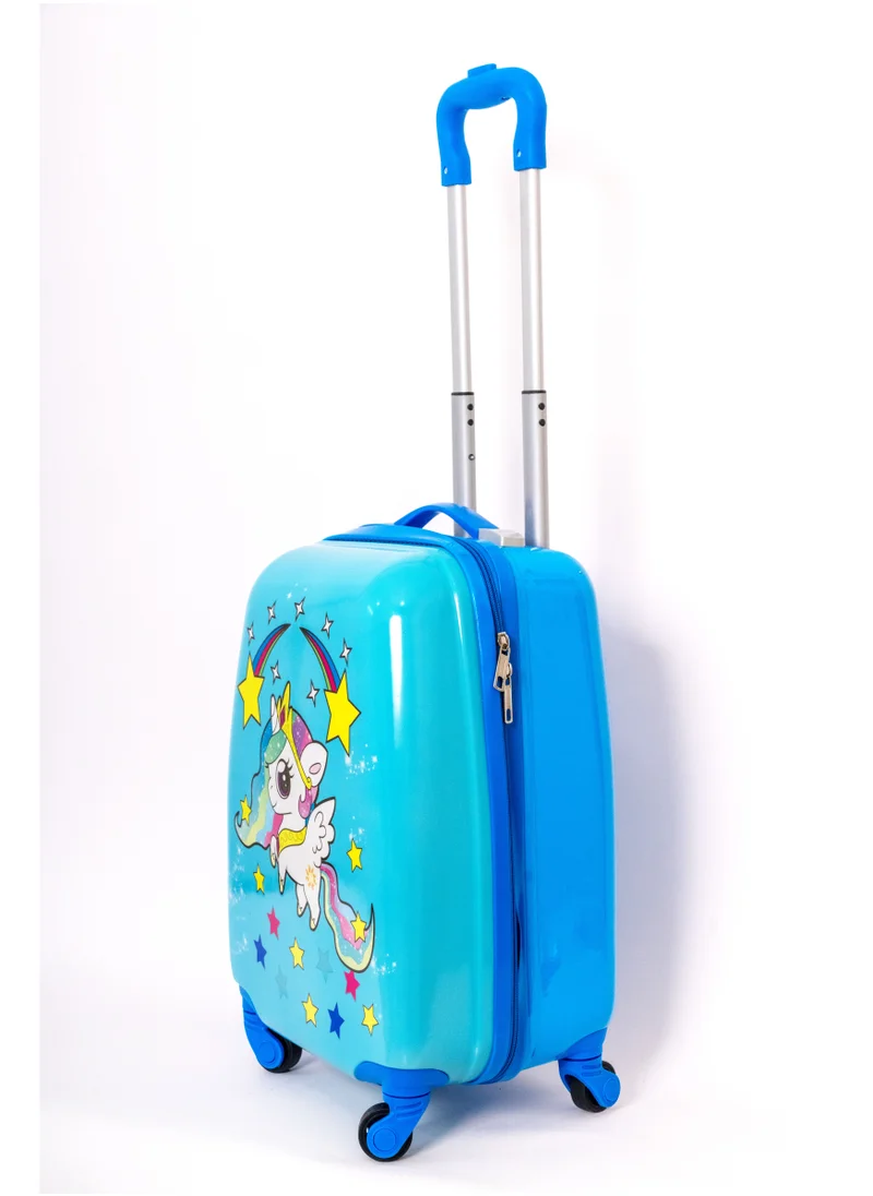 MNUK Unicorn Character Character Hard-Sided Polycarbonate Kids Trolley Bag-16 Inches-Blue