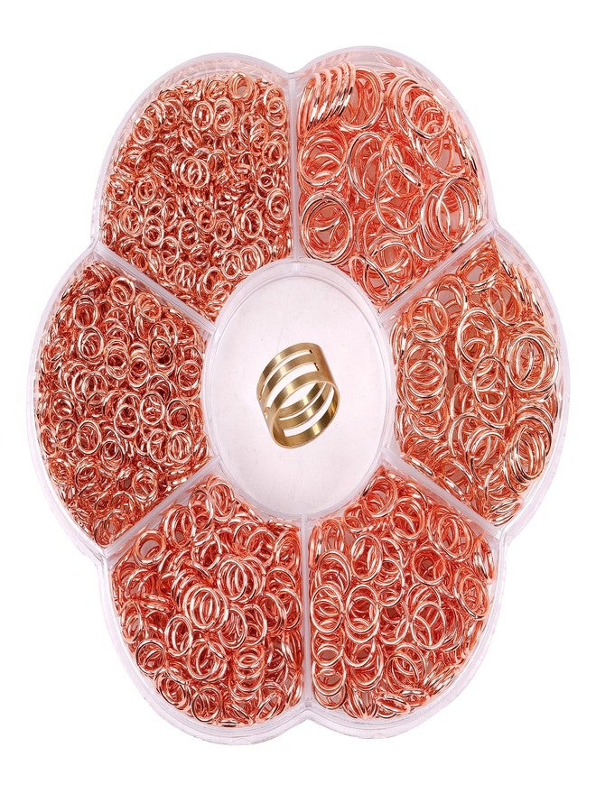 YAKA 1600Pcs 6 Different Sizes Open Jump Rings,5mm 6mm 7mm 8mm 9mm 10mm Ring Jewelry Keychain for Jewelry Making Accessories,1Pcs Jump Ring Open/Close Tool and 1Pcs Clear Box (Rose-Gold) - Image 1
