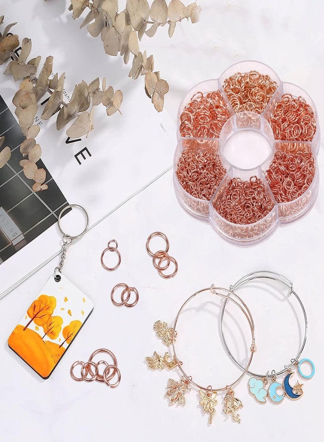 YAKA 1600Pcs 6 Different Sizes Open Jump Rings,5mm 6mm 7mm 8mm 9mm 10mm Ring Jewelry Keychain for Jewelry Making Accessories,1Pcs Jump Ring Open/Close Tool and 1Pcs Clear Box (Rose-Gold) - Image 4