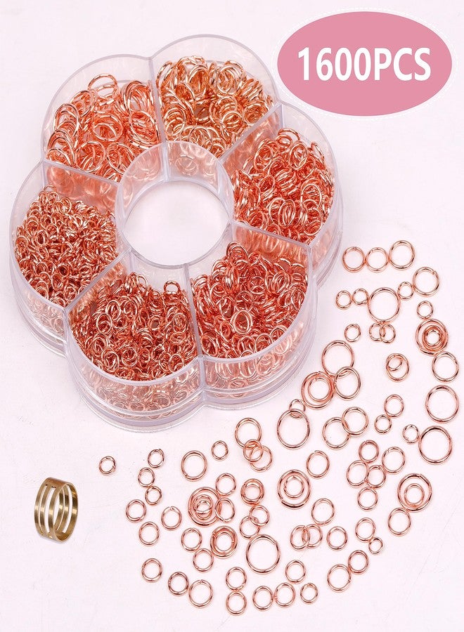 YAKA 1600Pcs 6 Different Sizes Open Jump Rings,5mm 6mm 7mm 8mm 9mm 10mm Ring Jewelry Keychain for Jewelry Making Accessories,1Pcs Jump Ring Open/Close Tool and 1Pcs Clear Box (Rose-Gold) - Image 3