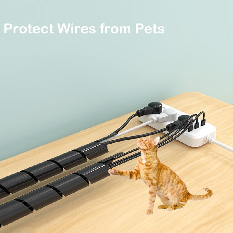 Allwin Spiral Cable Wrap - 25 Ft 3/8" Spiral Wire Wrap Cord Covers Bundle Sleeve Hose for Computer Electrical Wire Organizer-White (3/8 Inch-25Ft) - Image 5