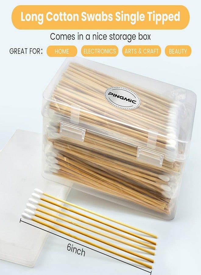 PINGMIC 500PCS 6" Cotton Swabs in Storage Box - Long Cotton Swab with Wooden Sticks - Lint Free, Highly Absorbent Single Tipped Applicators for Makeup, Pet Care, Home Cleaning - Image 2