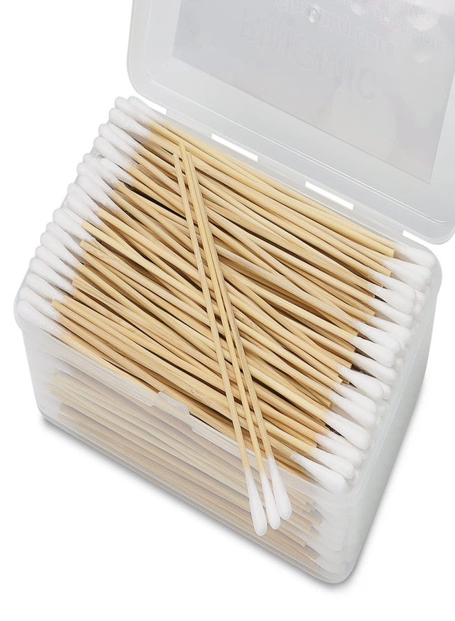 PINGMIC 500PCS 6" Cotton Swabs in Storage Box - Long Cotton Swab with Wooden Sticks - Lint Free, Highly Absorbent Single Tipped Applicators for Makeup, Pet Care, Home Cleaning - Image 1