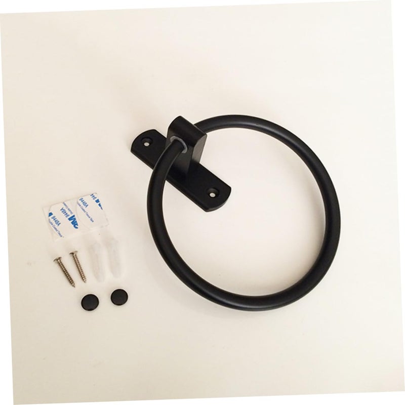 Lurrose Black Towel Ring Wall Mounted Bathroom Rack Easy Installation Includes All Accessories - Image 4