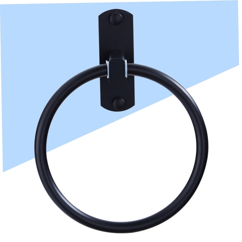 Lurrose Black Towel Ring Wall Mounted Bathroom Rack Easy Installation Includes All Accessories - Image 5