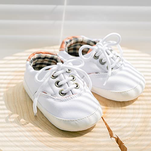 ohsofy Morbido Infant Baby Boys Girls Canvas Sneaker Toddler Slip On Anti Skid Newborn First Walkers Candy Shoes for 0-18 Months White - Image 5