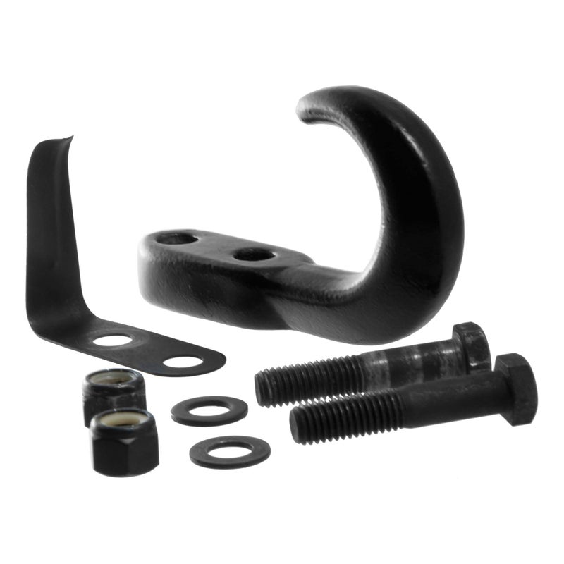 CURT 22411 BoltOn Black Steel Tow Hook with Spring Clip 10000 lbs Capacity