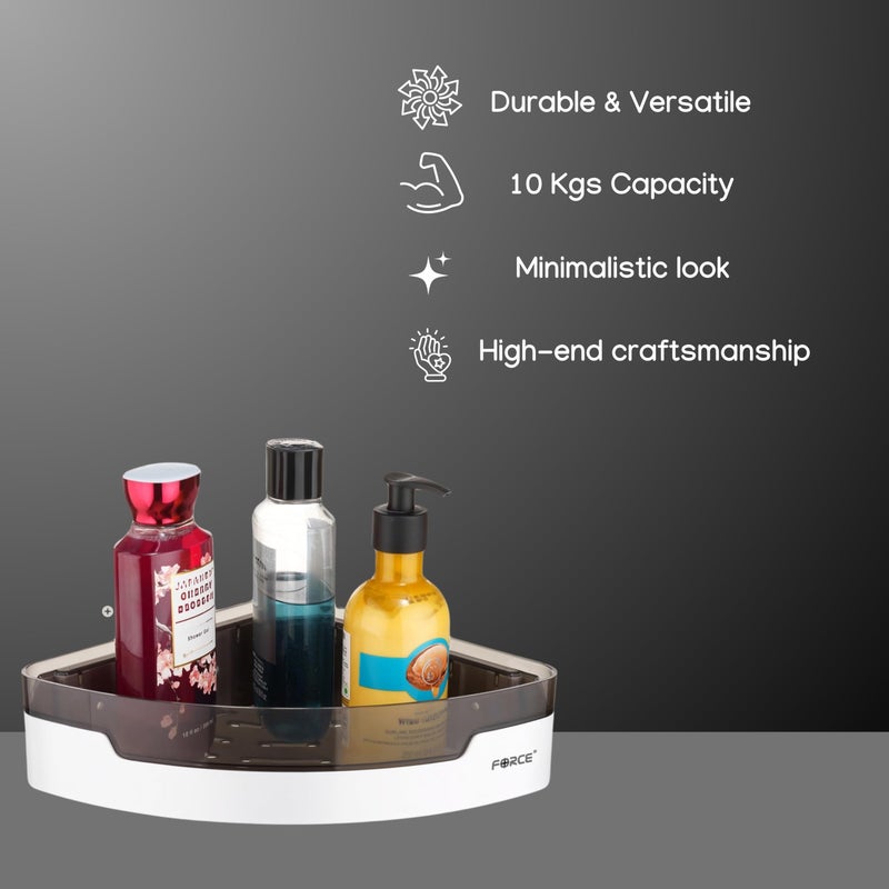 Force Unbreakable ABS Plastic Bathroom Corner Shelf | Heavy-Duty Wall-Mounted Storage Rack | Rust-Proof, Waterproof & Space-Saving Organizer for Bathroom & Kitchen | Modern & Durable Design - Image 4