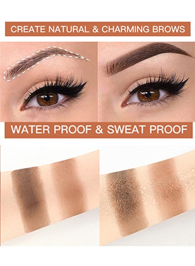 P.TWO.P EyeBrow Stamp Stencil Kit, Waterproof Brow Stamp Shaping Kit Eye Brow Definer & Filling Powder, Women Makeup Tools with 10 Reusable Eyebrow Stencils, 2 Brushes (#01 Light Brown) - Image 2