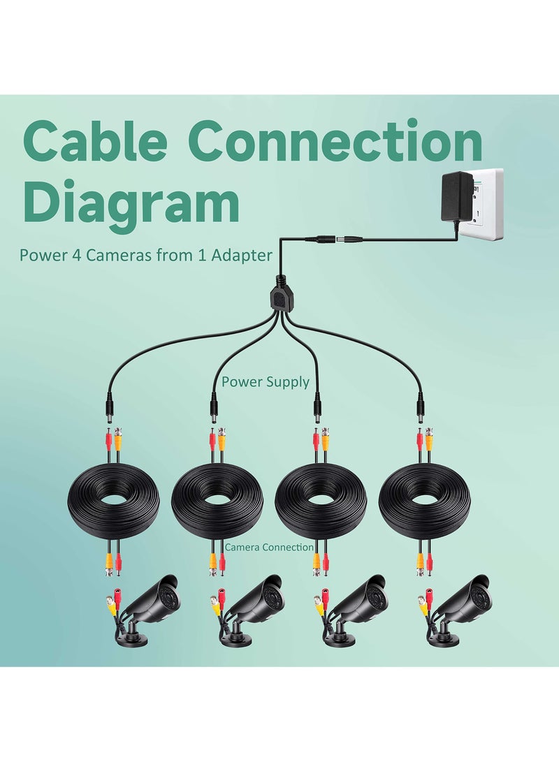 SANMUGEED 4 Pack Black 1 Female to 4 Male 5.5mm*2.1mm DC Power Splitter Cable, 1 to 4 Way DC Power Output Y Adapter Cable Cord for CCTV Cameras Router LED Light Strip and More - Image 2