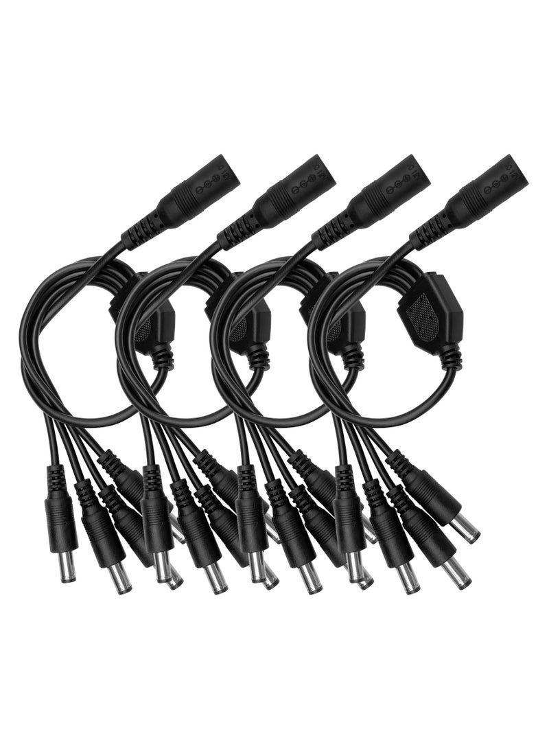 SANMUGEED 4 Pack Black 1 Female to 4 Male 5.5mm*2.1mm DC Power Splitter Cable, 1 to 4 Way DC Power Output Y Adapter Cable Cord for CCTV Cameras Router LED Light Strip and More - Image 1